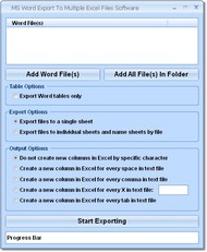 MS Word Export To Multiple Excel Files Software screenshot